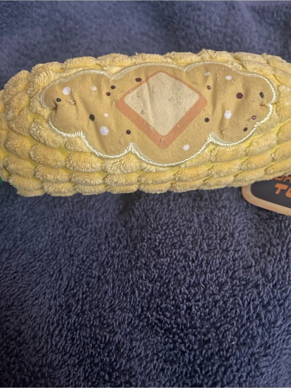 Bark Yellow Corn Cob Plush Dog Toy with Green Rope Ends
